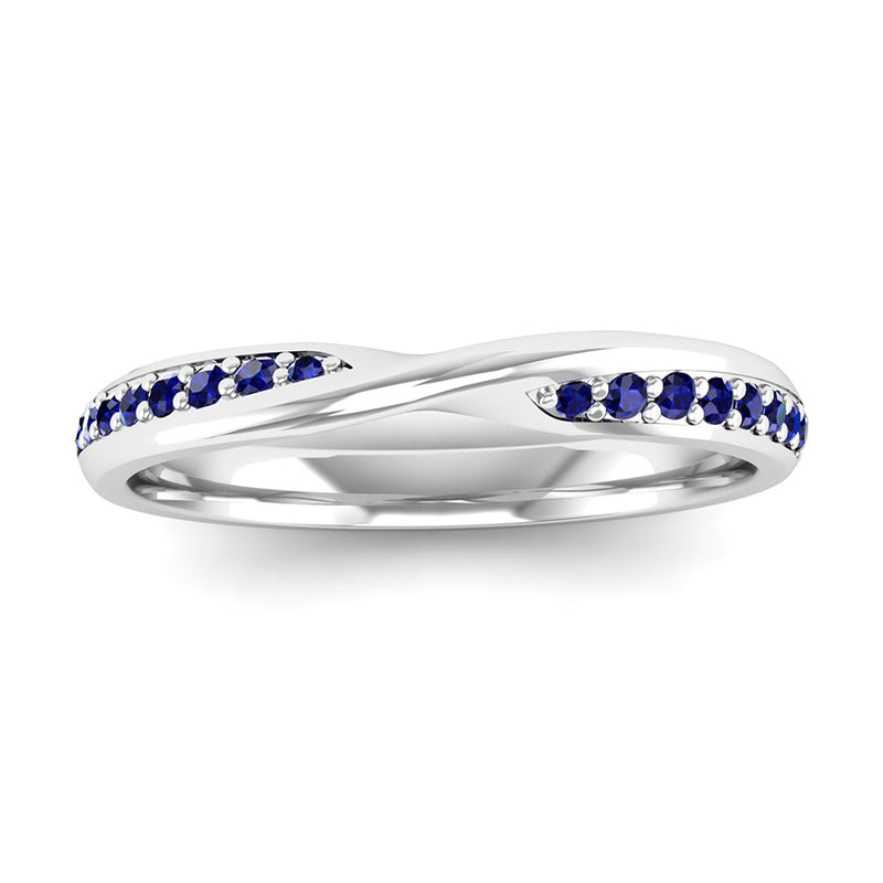 Ethically-sourced Platinum Sapphire Twist Eternity Ring - Jeweller's Loupe