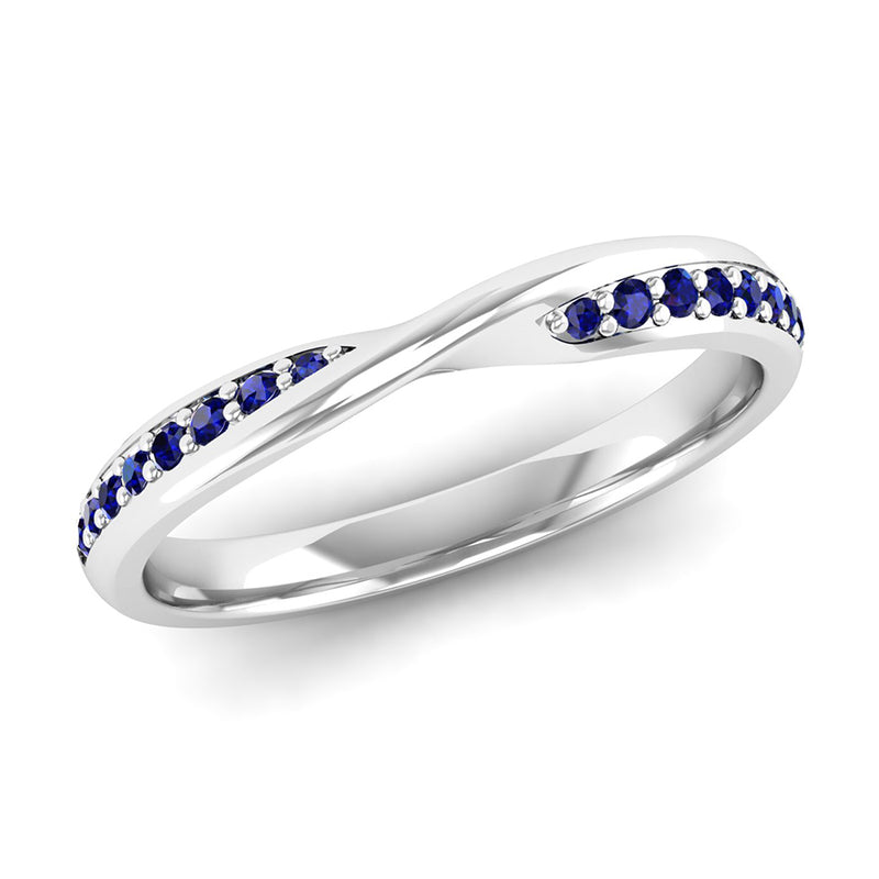 Fairtrade Silver Sapphire Twist Eternity Ring - Jeweller's Loupe