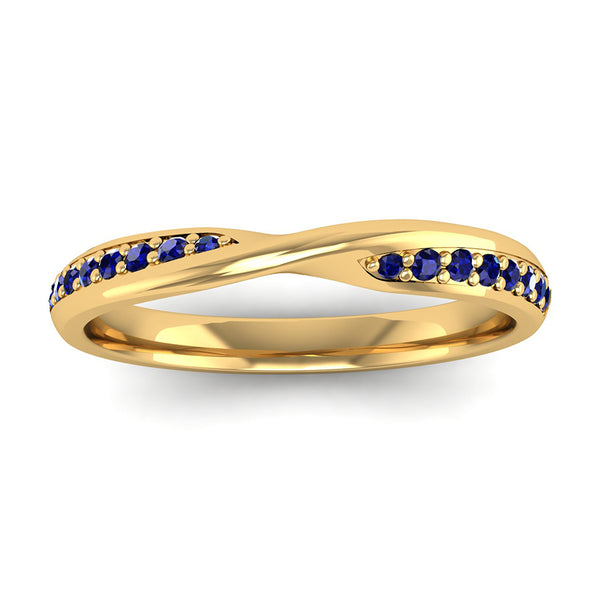 Fairtrade Yellow Gold Sapphire Twist Eternity Ring - Jeweller's Loupe