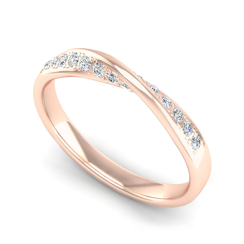 Fairtrade Rose Gold Diamond Twist Eternity Ring, Jeweller's Loupe, UK