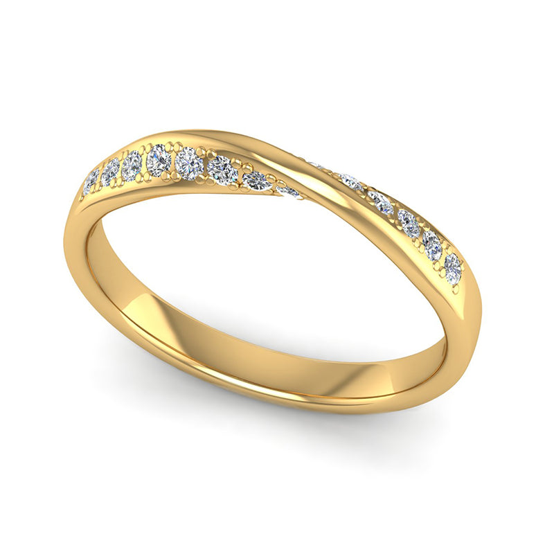Fairtrade Yellow Gold Diamond Twist Eternity Ring, Jeweller's Loupe, UK