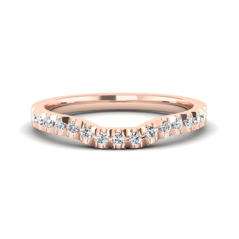 Fairtrade Rose Gold Diamond Set Fitted Wedding Ring to fit a Princess Cut Diamond Engagement Ring