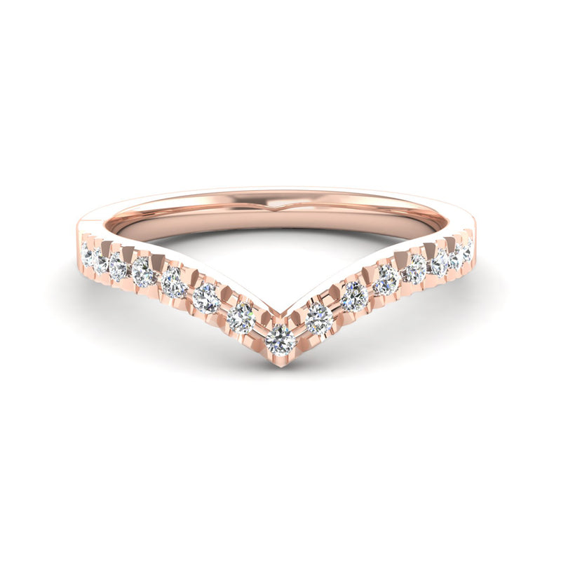 Fairtrade Rose Gold Diamond Set Fitted Wedding Ring to fit a Marquise Cut Diamond Engagement Ring