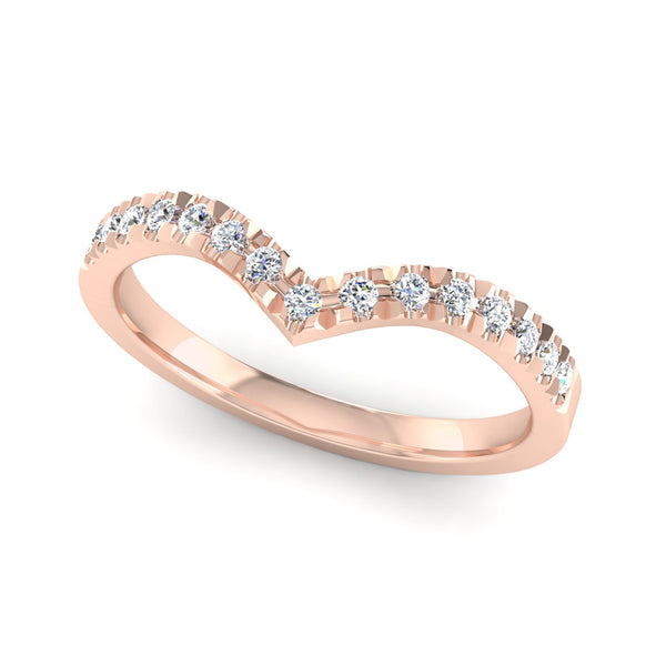Fairtrade Rose Gold Diamond Set Fitted Wedding Ring to fit a Pear Cut Diamond Engagement Ring