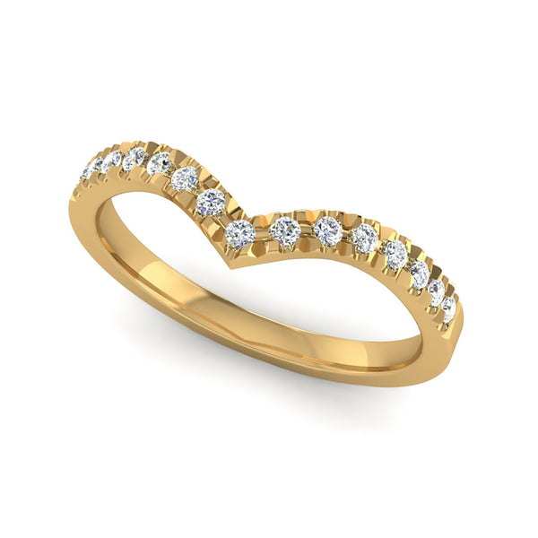 Fairtrade Yellow Gold Diamond Set Fitted Wedding Ring to fit a Pear Cut Diamond Engagement Ring