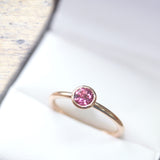 Fairtrade Rose Gold Pink Tourmaline Solitaire Engagement Ring, Jeweller's Loupe