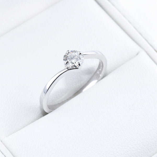 Ethically Sourced Platinum Four Claw Crossover Solitaire Lab Created Diamond Engagement Ring