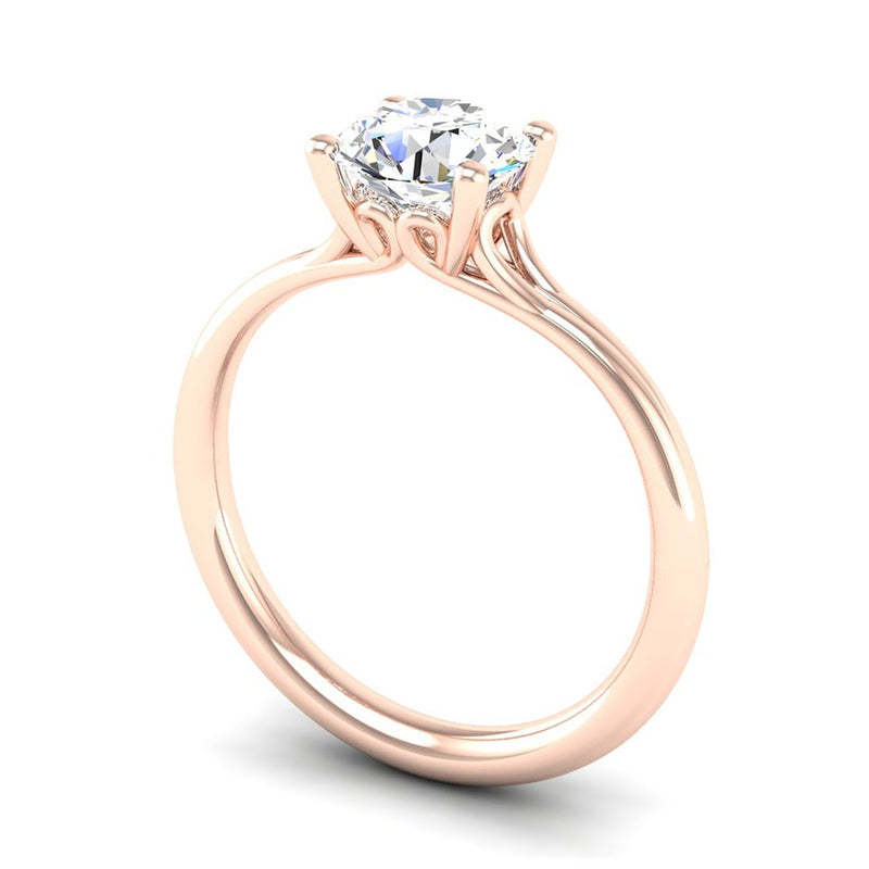 Fairtrade Rose Gold Ornate Four Claw Solitaire Lab Diamond Engagement Ring