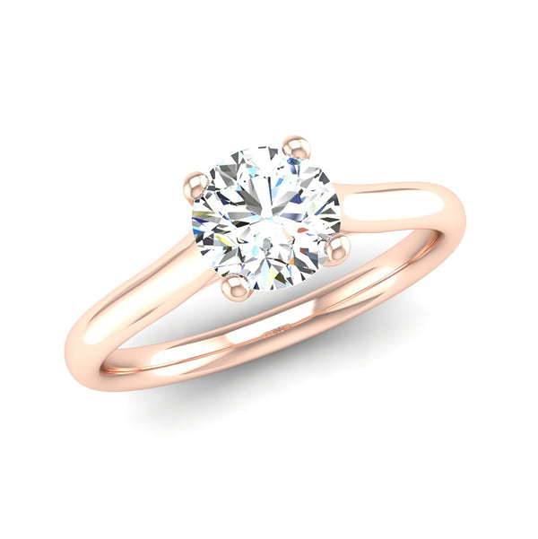 Fairtrade Rose Gold Solitaire Lab Created Diamond Engagement Ring, Jeweller's Loupe