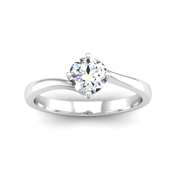 Ethically Sourced Platinum Four Claw Crossover Solitaire Lab Created Diamond Engagement Ring