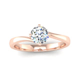 Fairtrade Rose Gold Four Claw Crossover Solitaire Lab Created Diamond Engagement Ring, Jeweller's Loupe