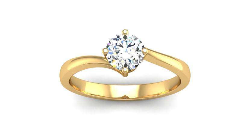 FAIRTRADE YELLOW GOLD CROSSOVER WITH SOLITAIRE LAB CREATED DIAMOND ENGAGEMENT RING