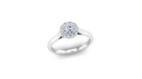 Round Brilliant Cut Diamond Halo Engagement Ring with a Milgrain Edge - Jeweller's Loupe
