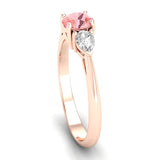 Fairtrade Rose Gold Pink Tourmaline and White Sapphire Trilogy Engagement Ring, Jeweller's Loupe