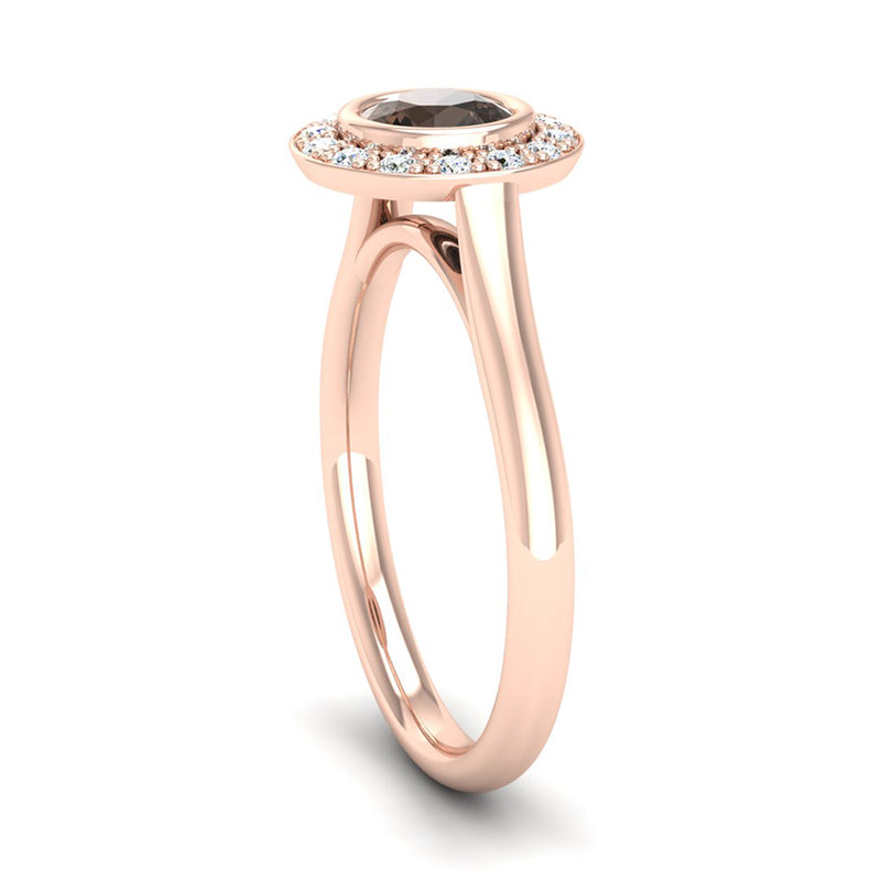 Fairtrade Rose Gold Smoky Quartz and Diamond Halo Engagement Ring, Jeweller's Loupe
