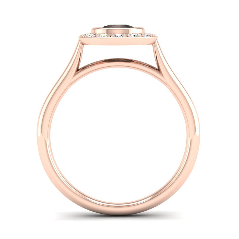 Fairtrade Rose Gold Smoky Quartz and Diamond Halo Engagement Ring, Jeweller's Loupe