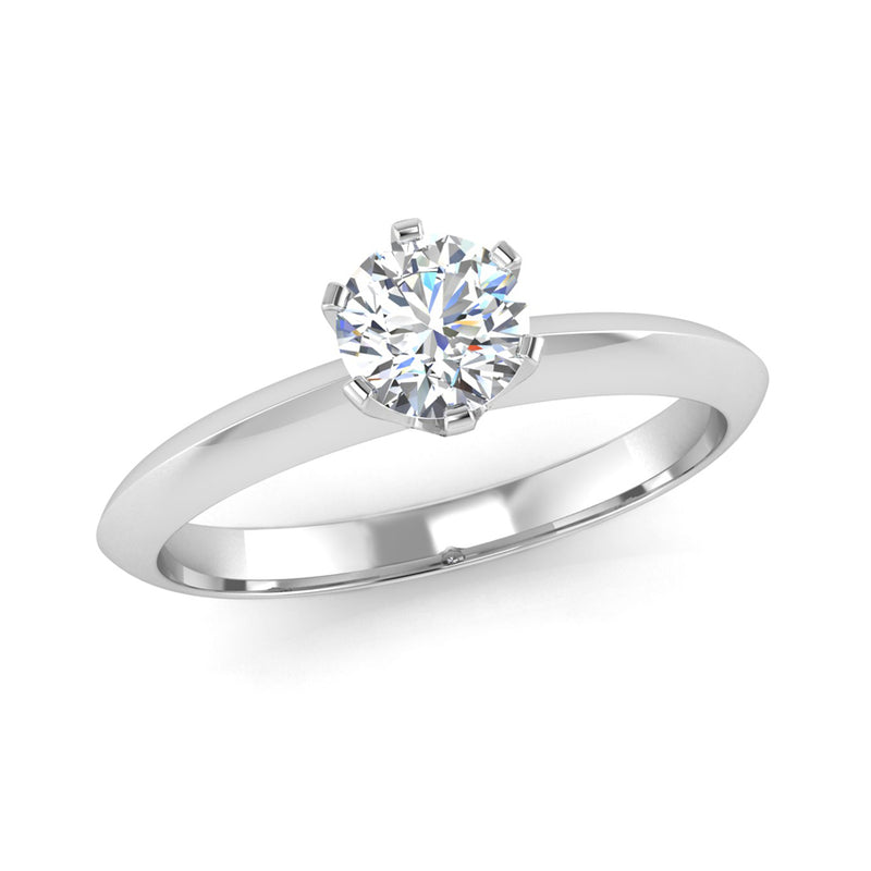 Solitaire Diamond Engagement Ring with a Rex Setting and Angled Band - Jeweller's Loupe