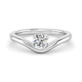 Double Claw Wave Solitaire Diamond Engagement Ring - Jeweller's Loupe