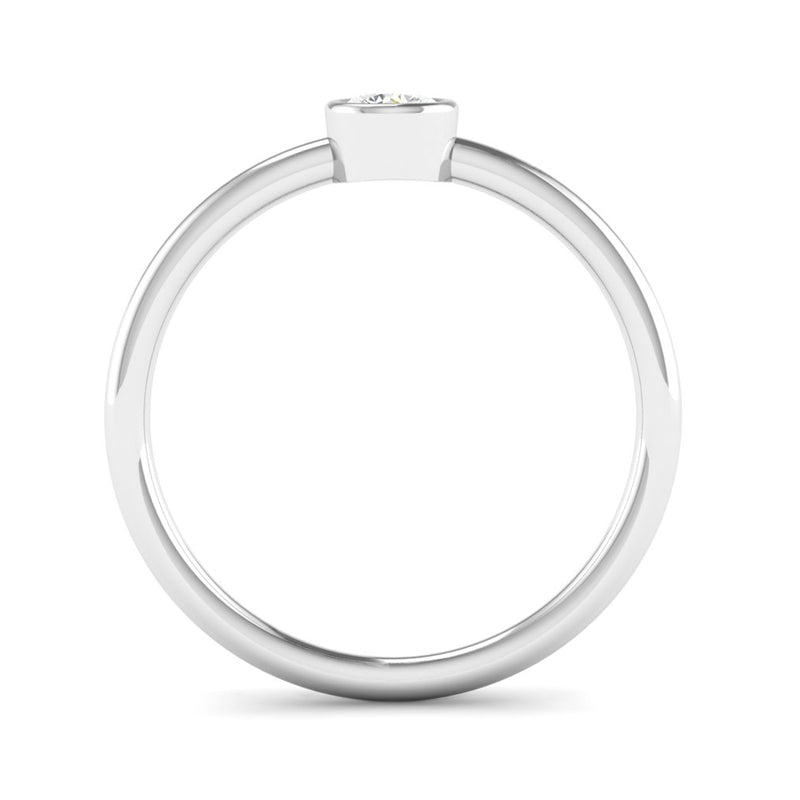 Fairtrade White Gold Rub Set Solitaire Round Brilliant Cut Diamond Engagement Ring