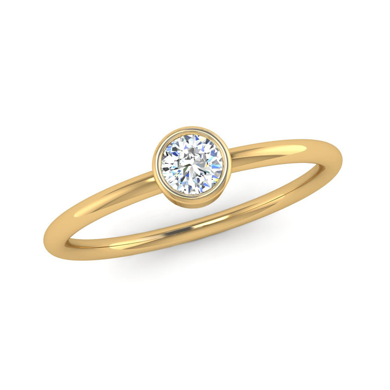Fairtrade Yellow Gold Rub Set Solitaire Round Brilliant Cut Diamond Engagement Ring