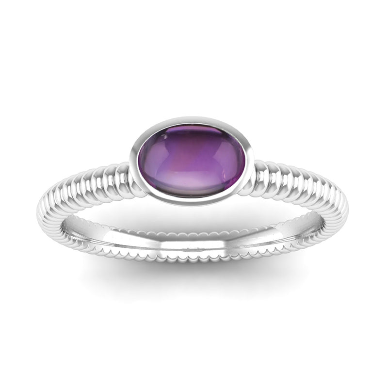 Ethically-Sourced Platinum PROMISE Amethyst Stacking Ring - Jeweller's Loupe