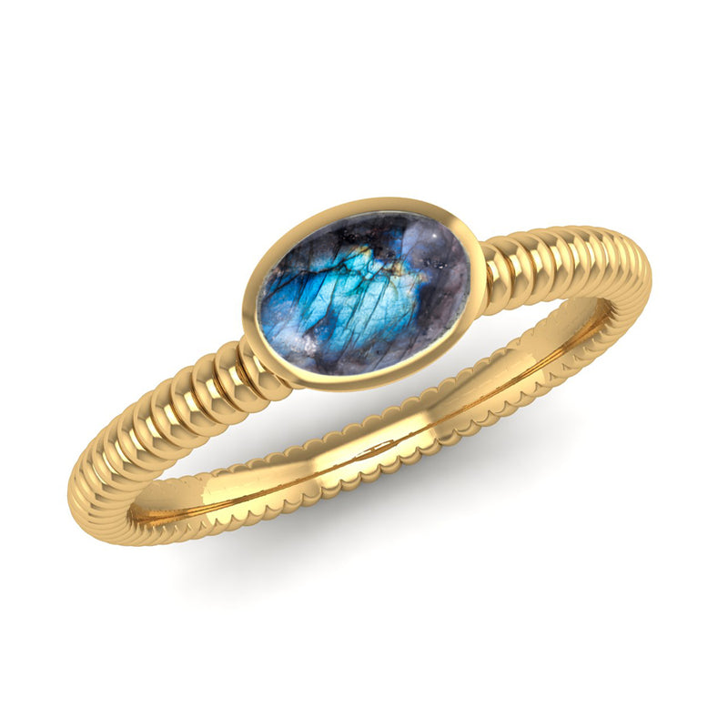 Fairtrade Gold PROMISE Labradorite Stacking Ring - Jeweller's Loupe
