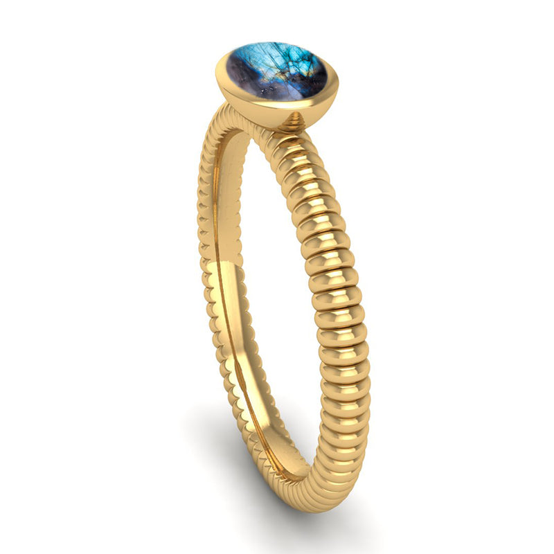 Fairtrade Gold PROMISE Labradorite Stacking Ring - Jeweller's Loupe