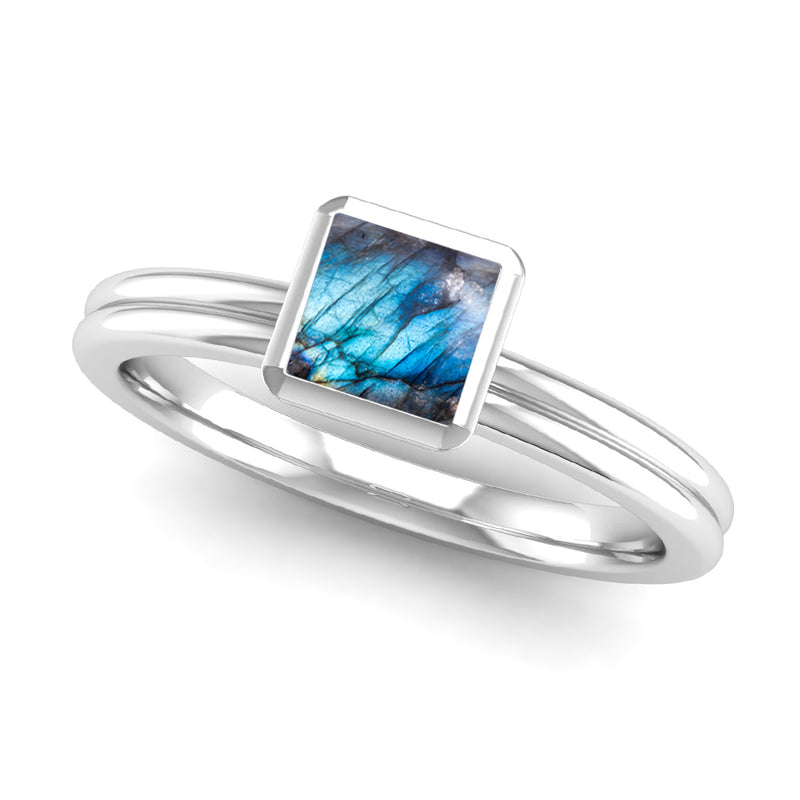 Ethically-sourced Platinum TRUST Labradorite Stacking Ring - Jeweller's Loupe