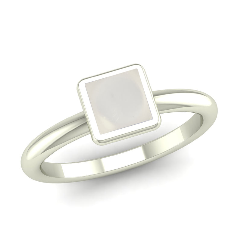 Ethically-sourced Platinum BELIEVE Crystal Quartz Stacking Ring - Jeweller's Loupe