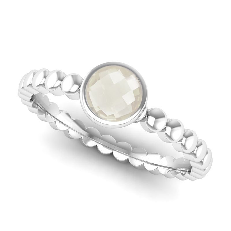 Ethically-sourced Platinum FAITH Crystal Quartz Stacking Ring - Jeweller's Loupe