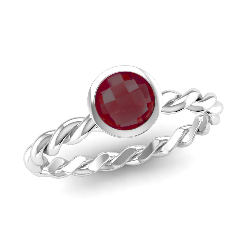 Fairtrade Silver DREAM Garnet Stacking Ring - Jeweller's Loupe