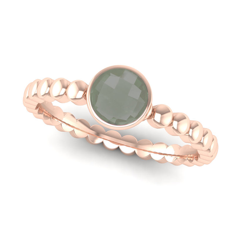 FAITH Green Amethyst Beaded Stacking Ring in Fairtrade Rose Gold - Jeweller's Loupe Hope Collection