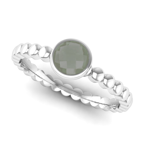 FAITH Green Amethyst Beaded Stacking Ring in Fairtrade White Gold - Jeweller's Loupe Hope Collection