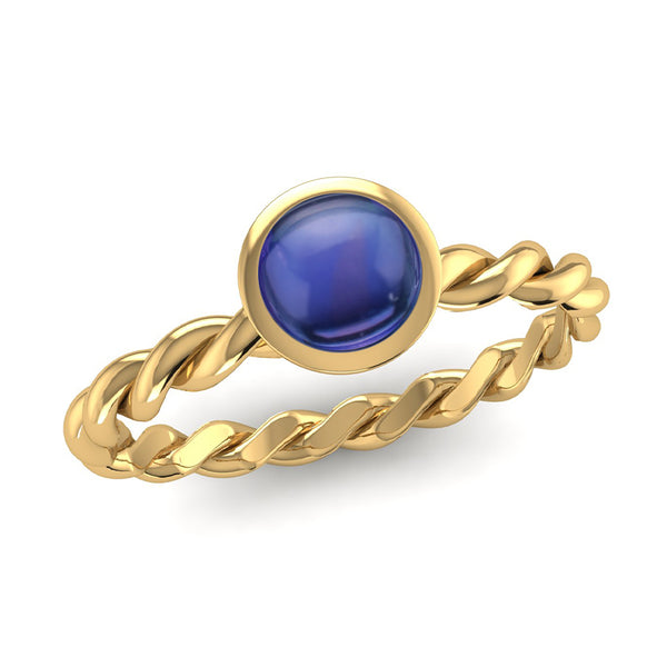 DREAM Kyanite Twist Stacking Ring in Fairtrade Yellow Gold, Jeweller's Loupe Hope Collection
