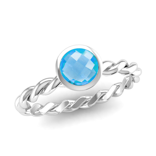 Fairtrade Silver DREAM Blue Topaz Stacking Ring - Jeweller's Loupe