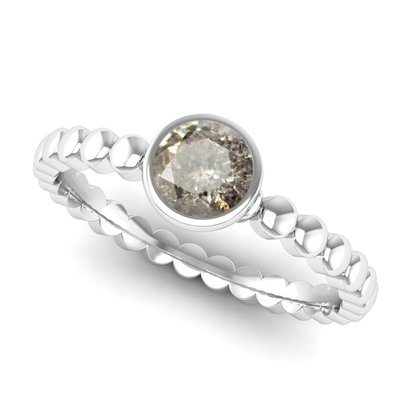 Ethically-sourced Platinum FAITH Salt and Pepper Diamond Stacking Ring - Jeweller's Loupe