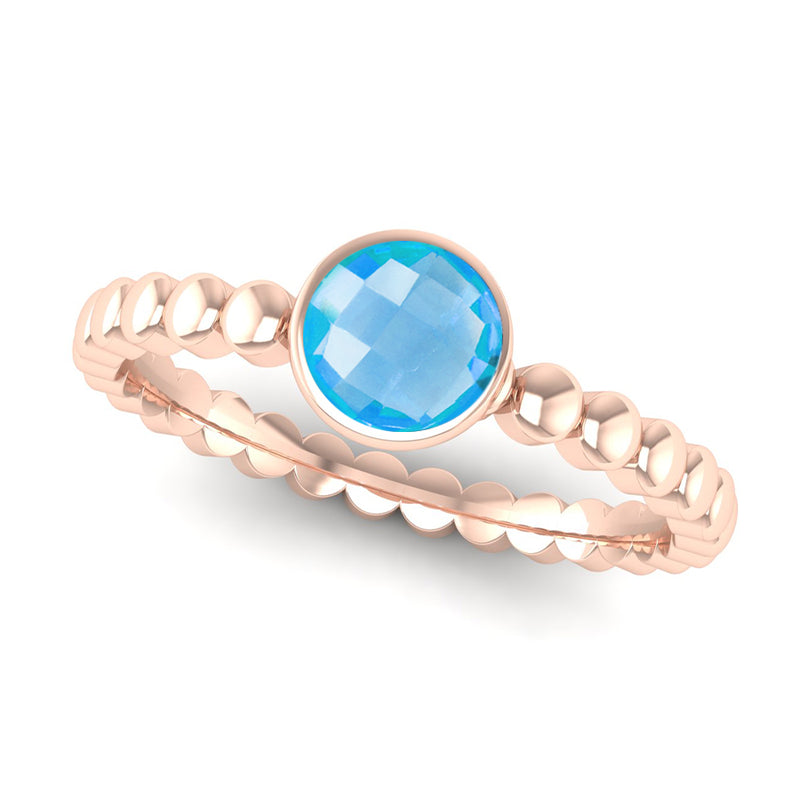 Fairtrade Gold FAITH Blue Topaz Stacking Ring - Jeweller's Loupe