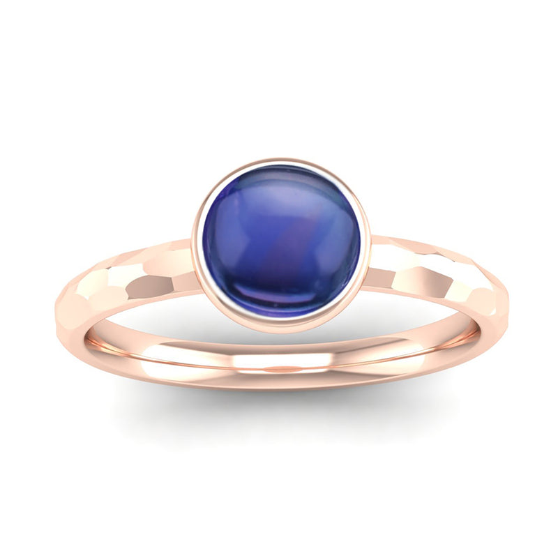 JOY Kyanite Hammered-Effect Stacking Ring in Fairtrade Rose Gold, Jeweller's Loupe Hope Collection