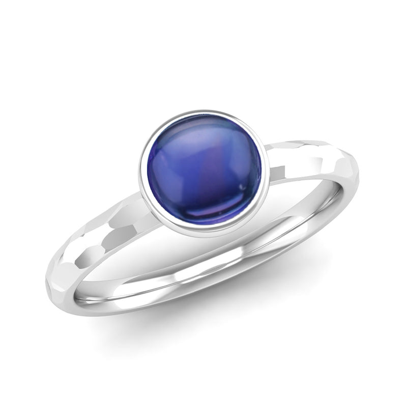 JOY Kyanite Hammered-Effect Stacking Ring in Fairtrade Silver, Jeweller's Loupe Hope Collection