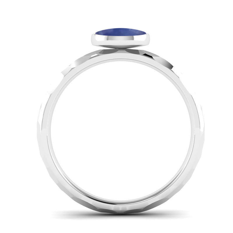 JOY Kyanite Hammered Effect Stacking Ring in Ethically-sourced Platinum, Jeweller's Loupe Hope Collection