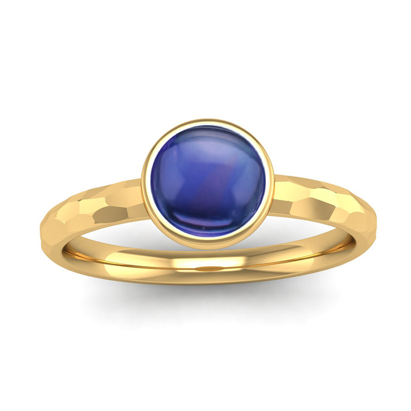JOY Kyanite Hammered-Effect Stacking Ring in Fairtrade Yellow Gold, Jeweller's Loupe Hope Collection
