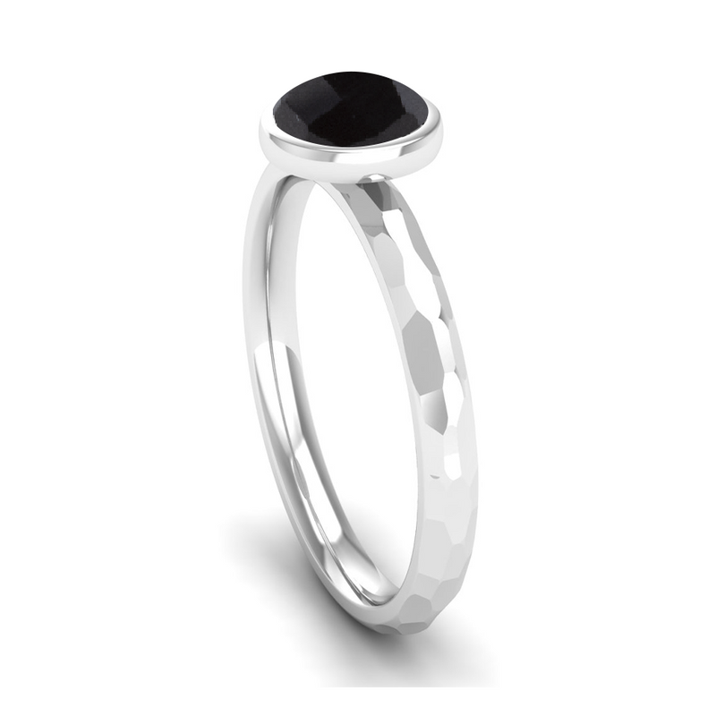 Fairtrade Silver JOY Onyx Stacking Ring - Jeweller's Loupe