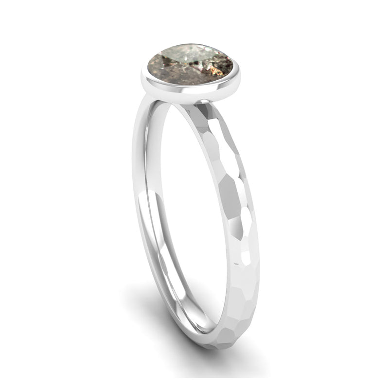 Ethically-sourced Platinum JOY Salt and Pepper Diamond Stacking Ring - Jeweller's Loupe