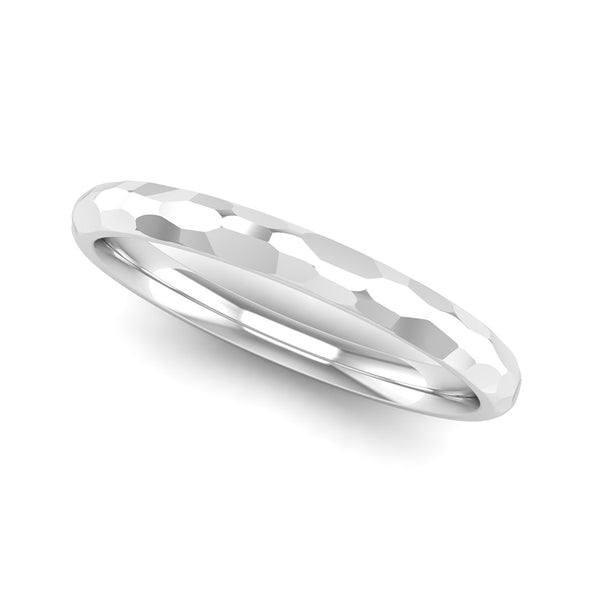 Ethihcally-sourced Platinum JOY Hammered-effect Stacking Ring - Jeweller's Loupe