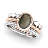 Ethically-sourced Platinum DESIRE Smoky Quartz Triangle Band Stacking Ring - Jeweller's Loupe