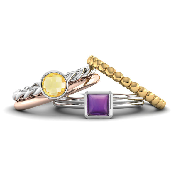 Ethically-sourced Platinum DREAM Citrine Stacking Ring - Jeweller's Loupe