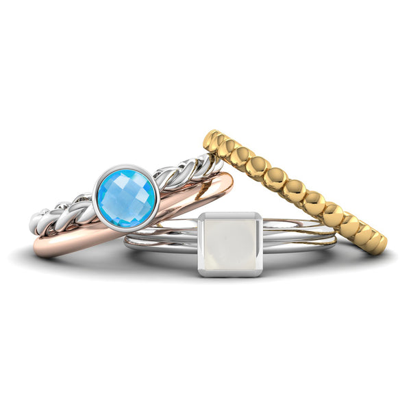Ethically-sourced Platinum DREAM Blue Topaz Stacking Ring - Jeweller's Loupe