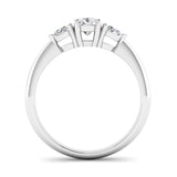 Round Brilliant and Pear Cut Diamond Trilogy Engagement Ring with Tapered Shoulders - Jeweller's Loupe