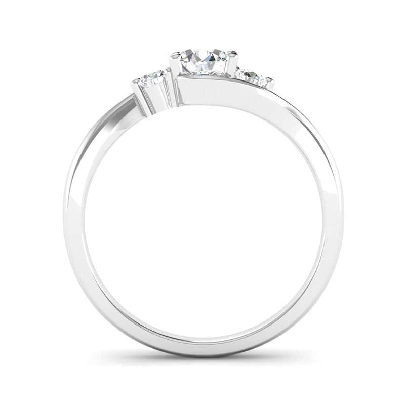 Crossover Round Brilliant Cut Diamond Trilogy Engagement Ring - Jeweller's Loupe