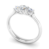 Round Brilliant Cut Diamond Trilogy Engagement Ring with Kiss Settings - Jeweller's Loupe